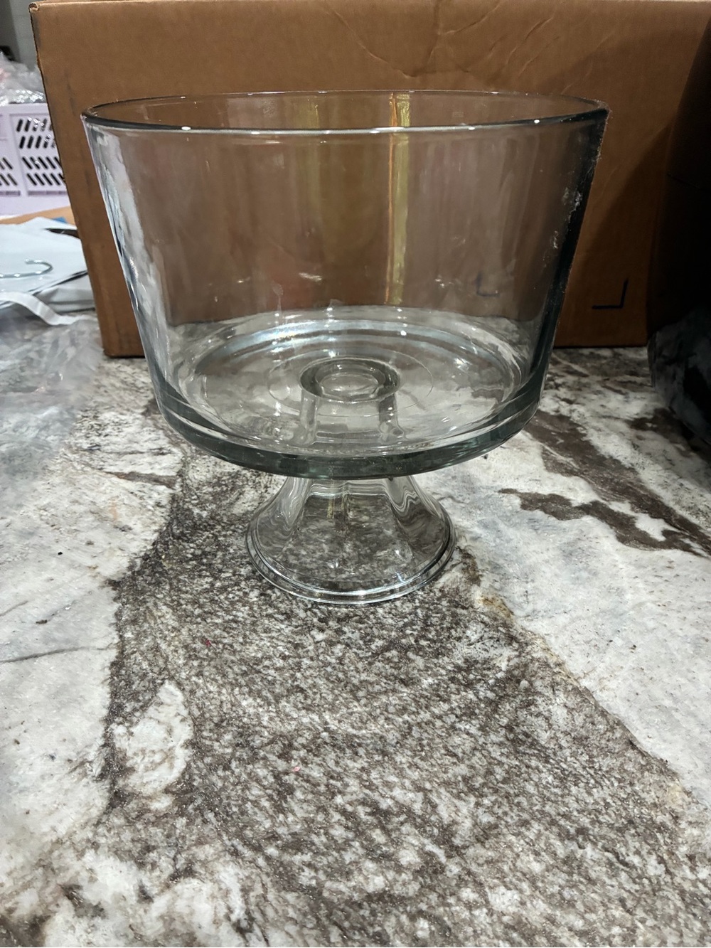 Clear Glass Pedestal Trifle Bowl by